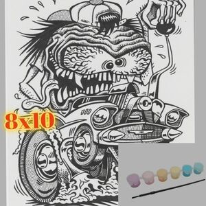 Rat Fink Monster Laser Engraved On Canvas
